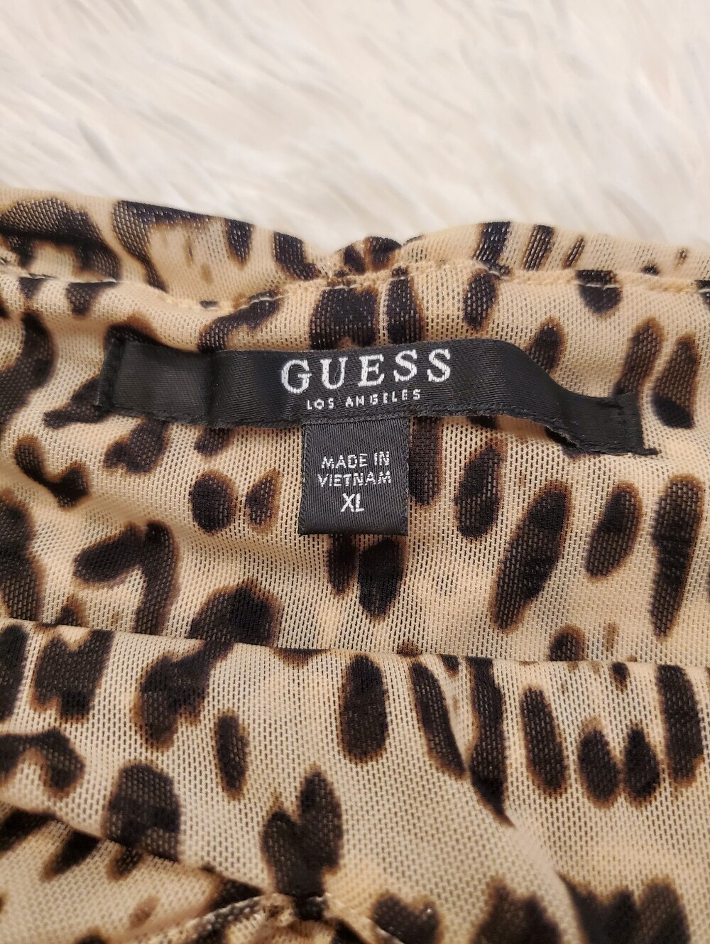 Guess Leopard Print Spaghetti Strap Peplum Top - Tan and Black XL - Picture 5 of 8